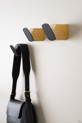 Megg Wooden Walnut Wall Hanger with Gray Eco