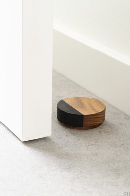 Knock Floor Door Stopper Wooden Walnut