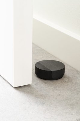 Floor stopper Knock Wooden Black Matt Lacquered