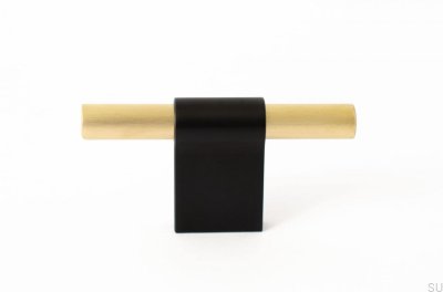 Furniture knob T-Bar Line Mix 60 Metal black with brushed brass