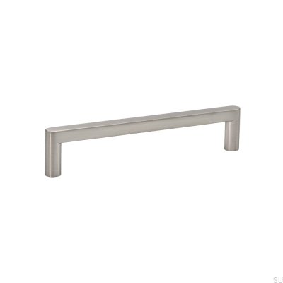 Elongated furniture handle Inez 128, brushed silver