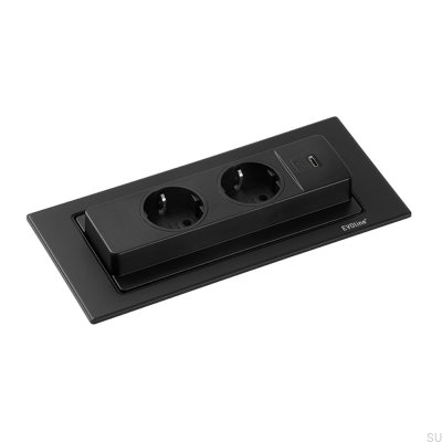 Backflip double socket with USB-C Matte Black