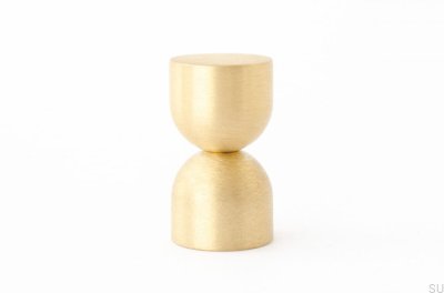 Kokeshi 1832 furniture knob, brushed brass, unvarnished
