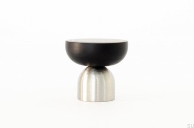 Kokeshi Mix 3032 furniture knob, brushed steel with black aluminum