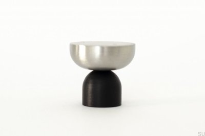 Kokeshi Mix 3032 Aluminum Black furniture knob with Brushed Steel