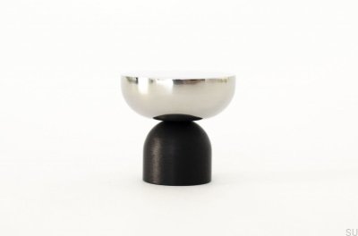 Kokeshi Mix 3032 Black Aluminum Furniture Knob with Polished Steel
