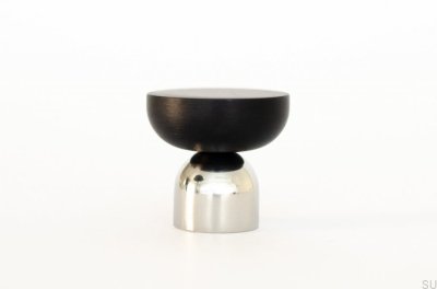 Kokeshi Mix 3032 furniture knob, polished steel with black aluminum