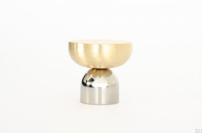 Kokeshi Mix 3032 furniture knob Polished steel with brushed brass