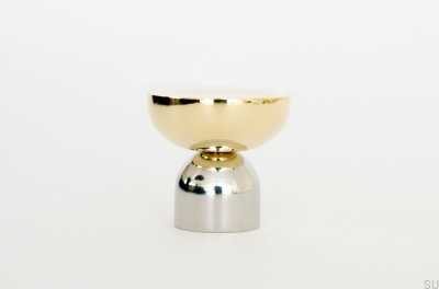 Kokeshi Mix 3032 furniture knob Polished steel with polished brass