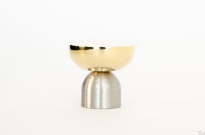 Kokeshi Mix 3032 furniture knob Brushed Steel with Polished Brass
