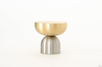 Kokeshi Mix 3032 Brushed Steel Furniture Knob with Brushed Brass