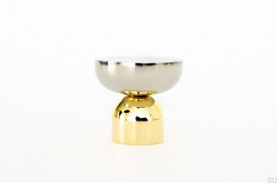 Kokeshi Mix 3032 furniture knob Polished Brass Unpainted with Polished Steel