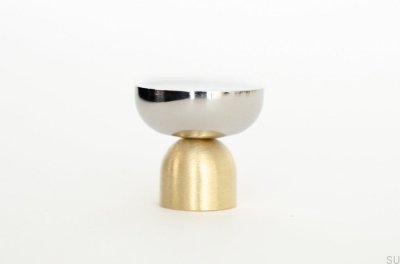 Kokeshi Mix 3032 furniture knob Brushed Brass Unpainted with Polished Steel