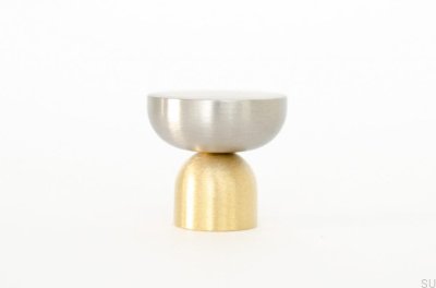 Kokeshi Mix 3032 furniture knob Brushed Brass Unpainted with Brushed Steel