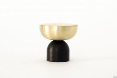 Kokeshi Mix 3032 Furniture Knob Aluminum Black with Brushed Brass