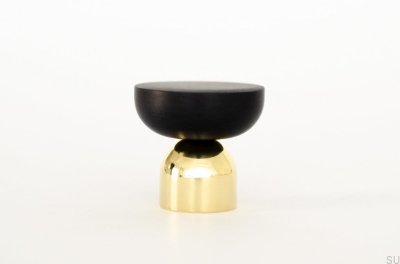 Kokeshi Mix 3032 furniture knob Polished Brass Unpainted with Black Aluminum