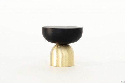 Kokeshi Mix 3032 furniture knob Brushed Brass Unpainted with Black Aluminum
