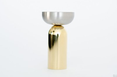 Kokeshi Mix 3052 Wall Hanger Polished Brass Unpainted with Brushed Steel