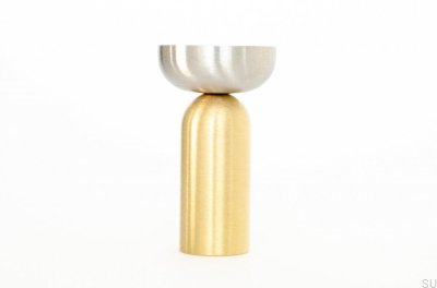 Kokeshi Mix 3052 Wall Hanger Brushed Brass Unpainted with Brushed Steel