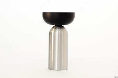 Kokeshi Mix 3052 Brushed Steel Wall Hanger with Black Aluminum