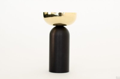 Kokeshi Mix 3052 Wall Hanger Aluminum Black with Polished Brass Unlacquered