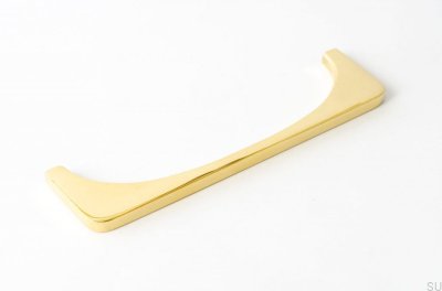Bridge 128 oblong furniture handle. Polished Brass. Unpainted
