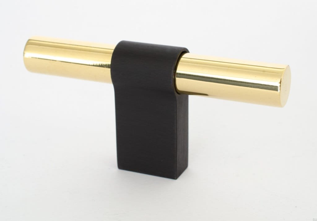 KN29AS/M--Gałka-meblowa-T-Bar-Line-Big-Mix-80-Mosiężna-Polerowana-Nielakierowana-z-Czarnym-BB-Sweden-Skandynawskie-Uchwyty_1