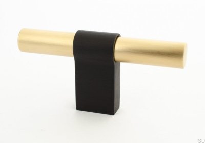T-Bar Line Big Mix 12 furniture knob Brushed Brass Unpainted with Black Aluminum