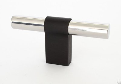 T-Bar Line Big Mix 12 furniture knob, polished steel with black aluminum