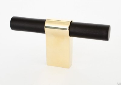 T-Bar Line Big Mix 12 furniture knob Aluminum Black with Polished Brass