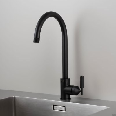 Welder’s Black Cross Brass Kitchen Faucet with European Connector