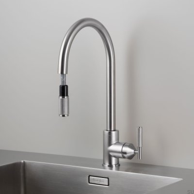 Kitchen tap with pull-out spout Mixer Cross Brass Silver with European Connector