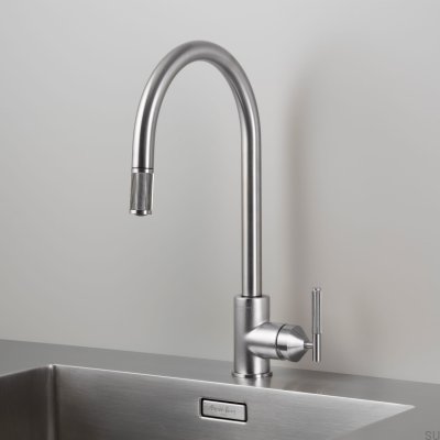 Kitchen faucet with pull-out spout Mixer Linear Brass Silver with European Connector