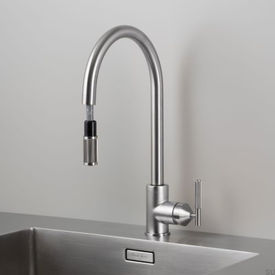Kitchen faucet with pull-out spout Mixer Linear Brass Silver with European Connector