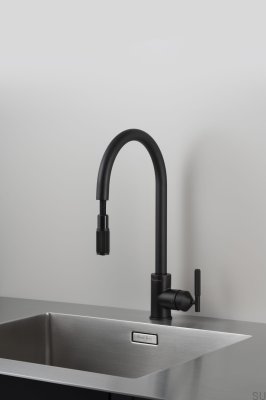 Welder’s Black Linear Brass Pull-Out Kitchen Tap with European Connector