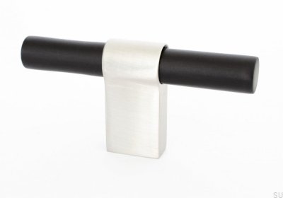 T-Bar Line Big Mix 12 furniture knob, black aluminum with brushed steel