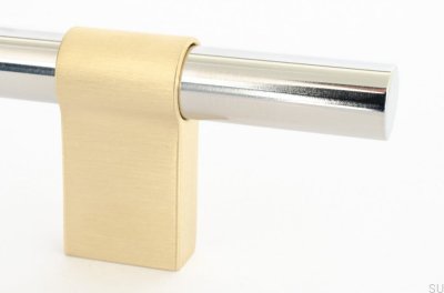 Line Big Mix 224 oblong furniture handle, polished steel with brushed brass