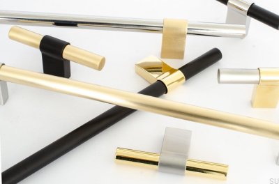 Line Big Mix 224 oblong furniture handle Aluminum Black with Brushed Brass