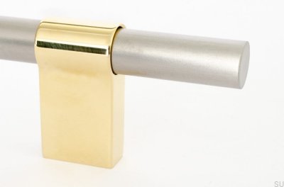 Line Big Mix 224 oblong furniture handle, brushed steel with polished brass