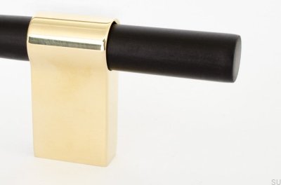 Line Big Mix 224 oblong furniture handle, black aluminum with polished brass