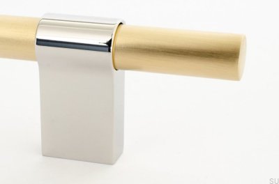 Line Big Mix 224 oblong furniture handle, brushed brass with polished steel