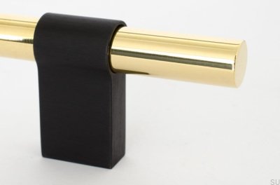 Line Big Mix 224 oblong furniture handle, polished brass with black aluminum