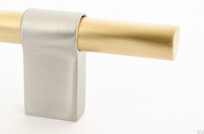 Oblong furniture handle Line Big Mix 342 Brushed Brass with Brushed Steel