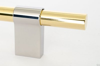 Line Big Mix 342 oblong furniture handle, polished brass with polished steel