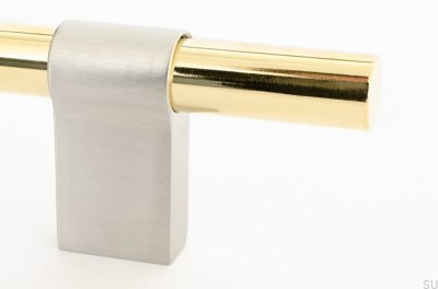 Line Big Mix 592 oblong furniture handle, polished brass with brushed steel