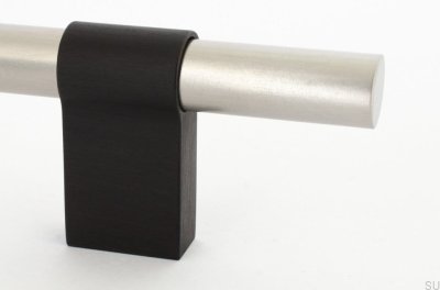 Line Big Mix 592 oblong furniture handle, brushed steel with black aluminum
