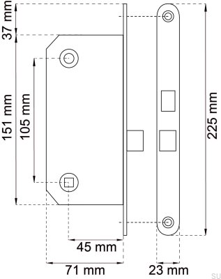 Lock Housing 6565 Zinc Scandinavian Standard