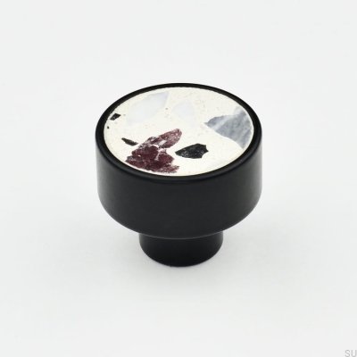 Marbelo M furniture knob Steel black Terrazzo