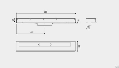 Linear drain 1002 900 Left flange Wall-mounted Steel