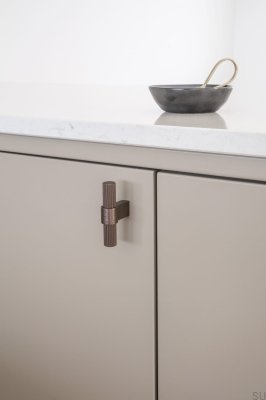 T-Bar Helix Stripe furniture knob Aluminum Dark Brown
